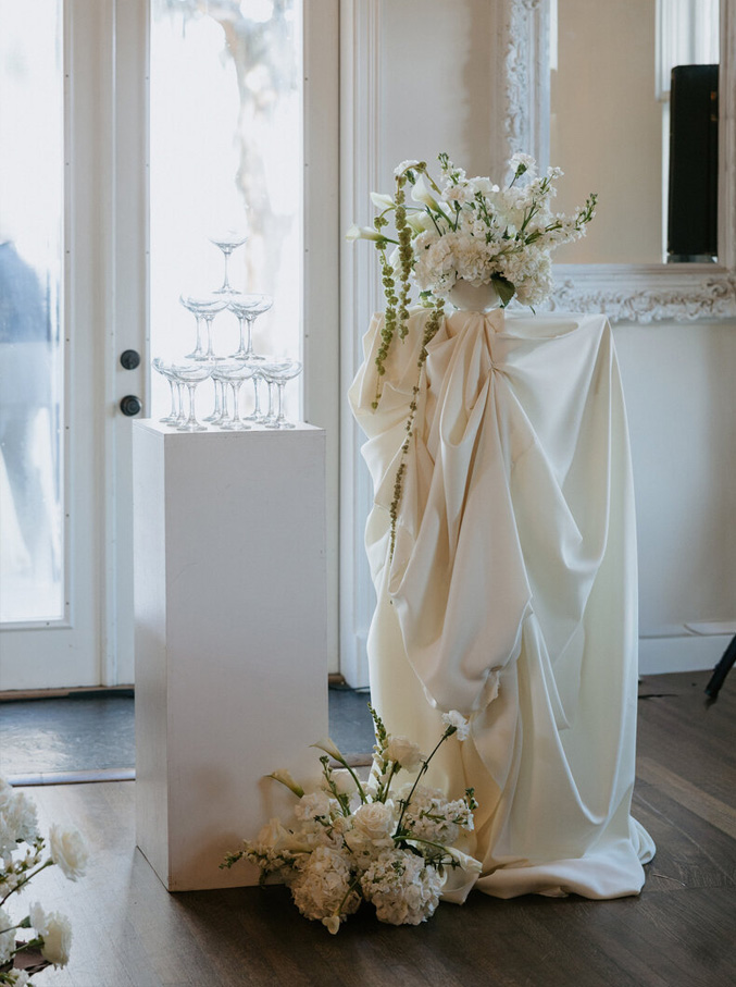 Bride and groom photographed during their wedding celebration